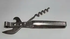 can opener, bottle and corckscrew