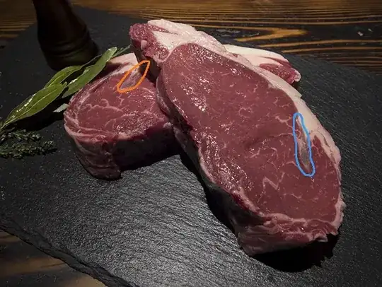 Clear part of beef porterhouse steak