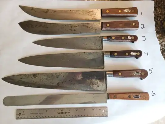 Six GONON-GIRONDE high-carbon steel knives
