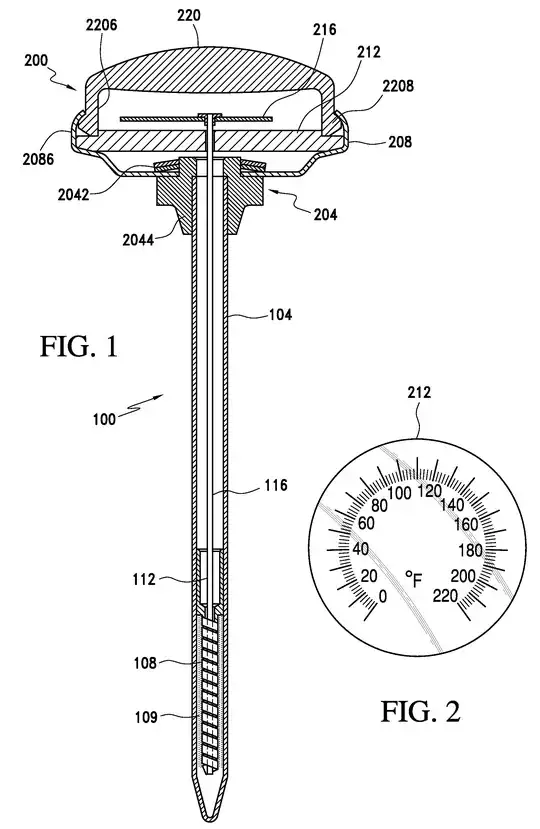 Cutaway of an analog thermometer