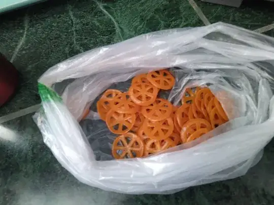 Raw Rueditas from a bulk bin, in a bag. Diameter is about 1 inch each