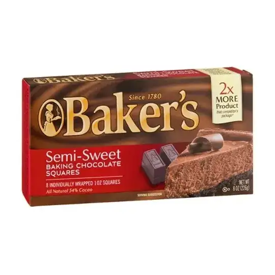 box of Baker’s semi sweet chocolate