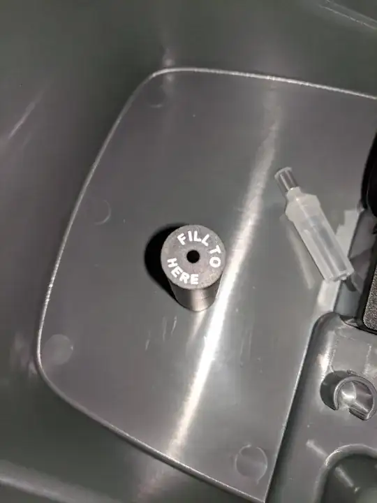 One of these parts has words that read "fill to here"  