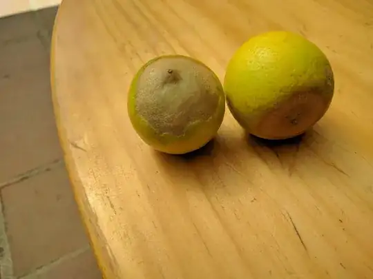 Two limes with brown regions