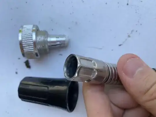 Photo of hose end after it fell apart