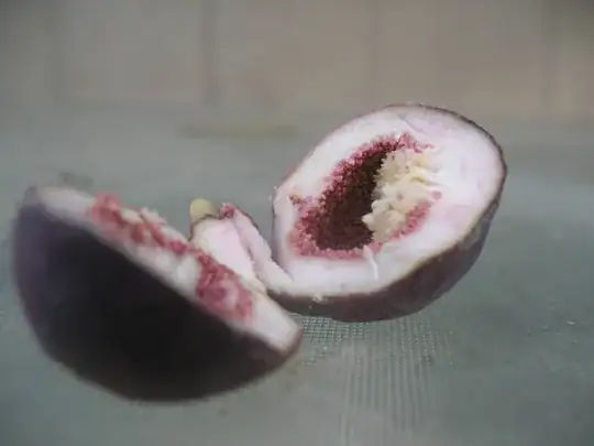 showing closeup of fruit cut open