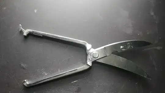 open side view of shears