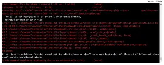 screenshot of error