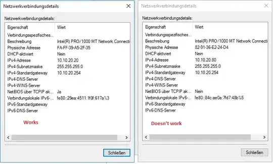 Details of the old and new adapter (left one is the new, now working one)