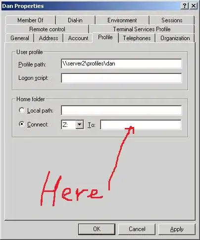 ADUC dsa.msc properties profile tab