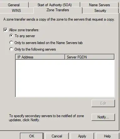 Zone transfer dialog