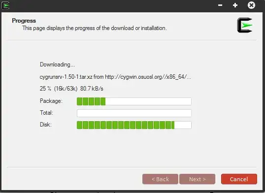 Cygwin installation dialog