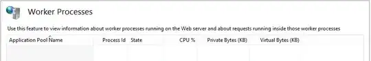 Screenshot of IIS Worker Processes display, taken from a different machine