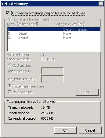 Virtual memory settings
