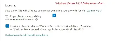 When selected image : Windows Server 2019 Datacenter - Gen 1