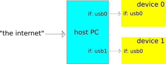 Network set-up with one host and two devices.