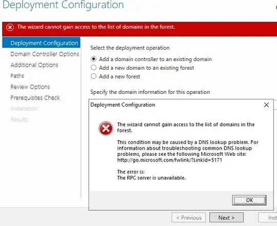 Screenshot of error