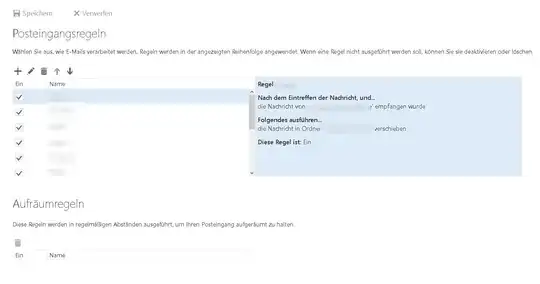 "After receiving of the message and the message is received from  do the following: Move to folder 
The rule is turned: On"