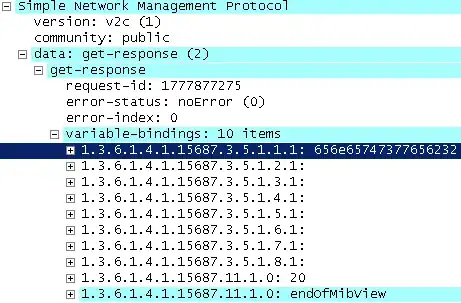 Wireshark capture of SNMP response