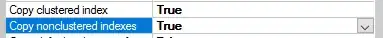 copy nonclustered indexes setting