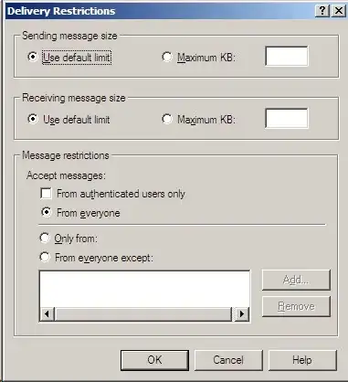 Delivery Restrictions from Exchange General tab of an AD User