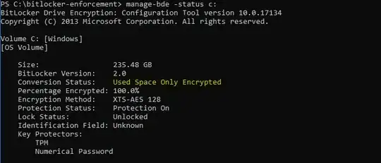 a machine that works is 'Fully-Encrypted' instead of 'Only Used Space'
