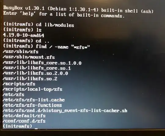 screenshot of initramfs find *zfs*