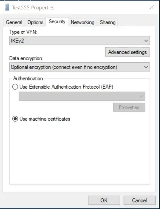 No advanced options for machine certificates in rasphone UI