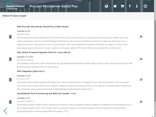 The HP Gen10 Server found new versions online