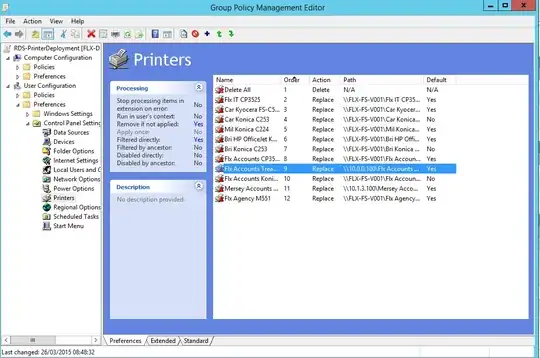 Deployed printers in group policy
