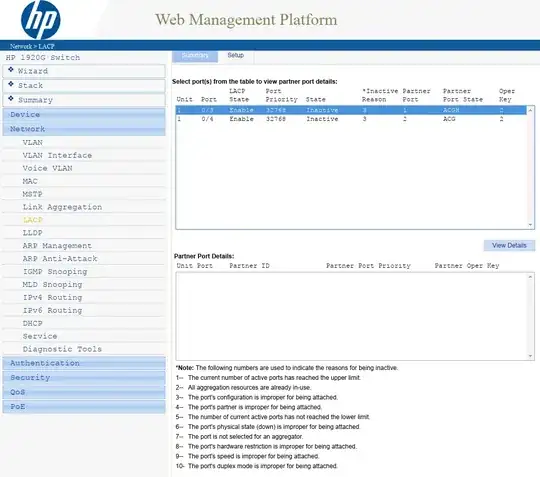 HP 1920 LACP config