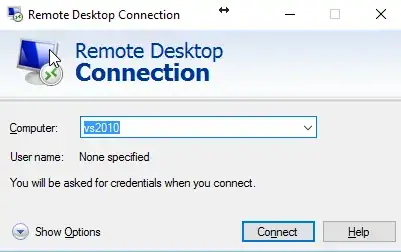 The normal RDP window -- nothing funky here