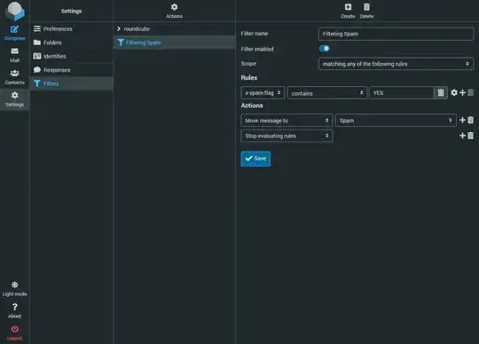 RoundCube Filters tab shown up