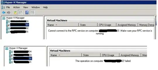 red mark error displayed on remote management to hyper-v hosts