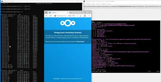 screenshot of cmd, vm and browser