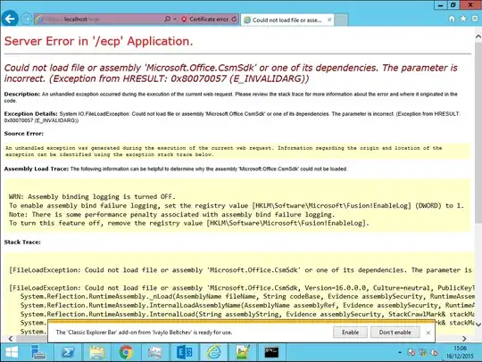 See below the error I'm getting