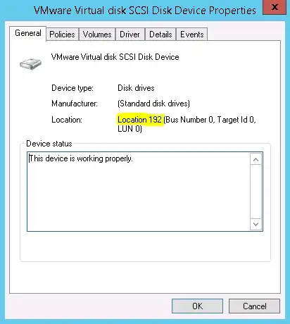 Example of disk location