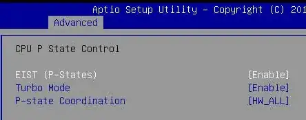 CPU P State Control