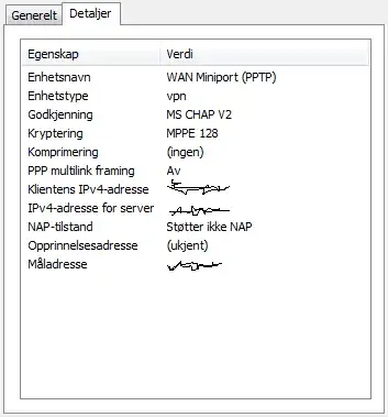 VPN parameters
