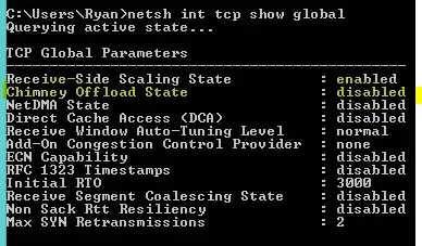 netsh int tcp show global