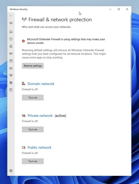 firewall disabled
