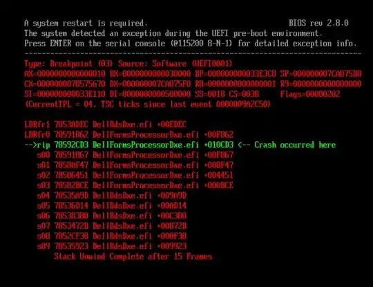 Screenshot of UEFI crashing pre-boot.