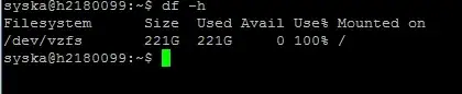 Screenshot of Linux disk free command output