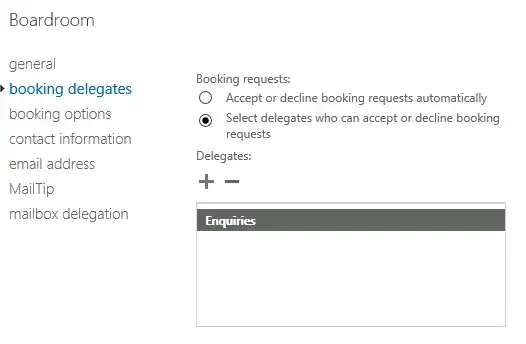 Mailbox Room Booking Delegates
