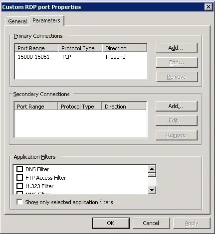 Custom "RDP" port range settings