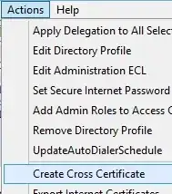 menu option of create cross certificate