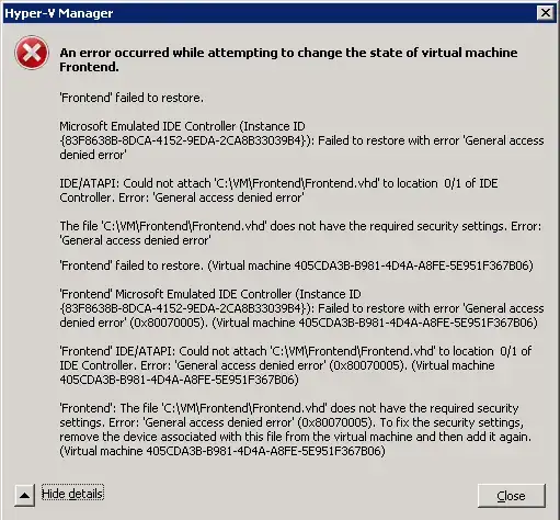 Error message