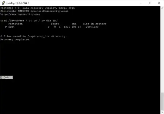 Photorec results on new AWS GP2 volume
