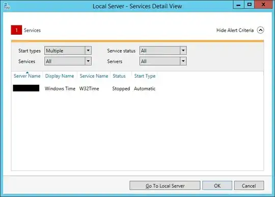 screenshot of service status