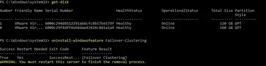 only two disks show before uninstall